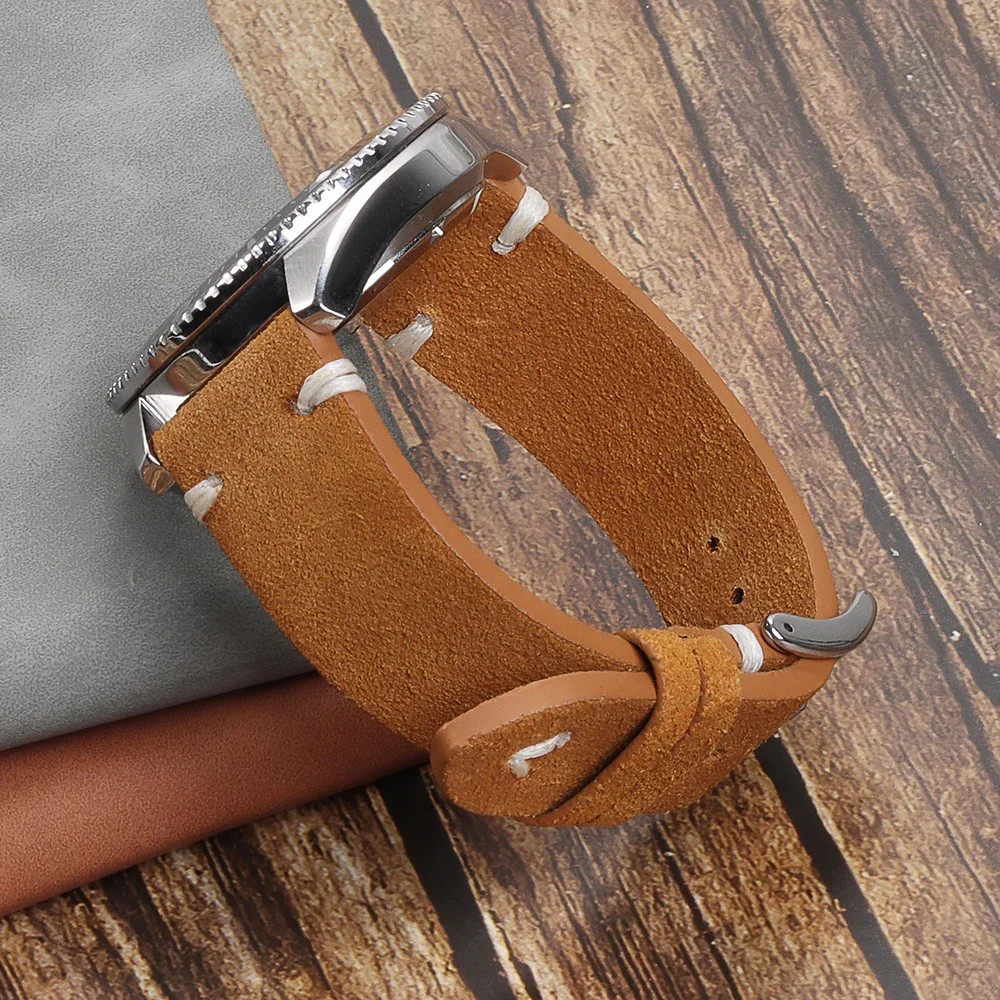 18mm 20mm 22mm High Quality Suede Leather Watch Strap Quick Release Watchband Accessories Vintage Handmade Stitching Watchband