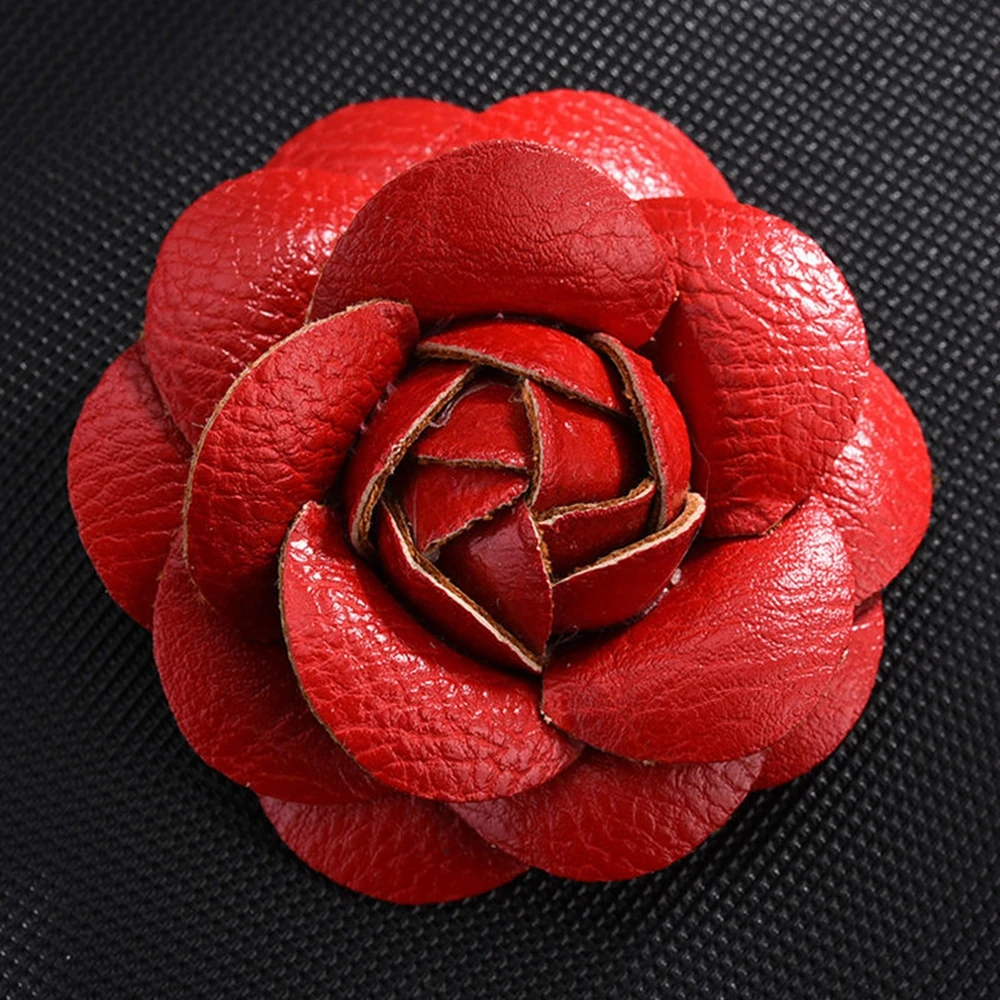 

Lapel Korean Sewing Brooch Gifts Women Accessories Camellia Flower DIY Craft Supplies Corsage PU Leather