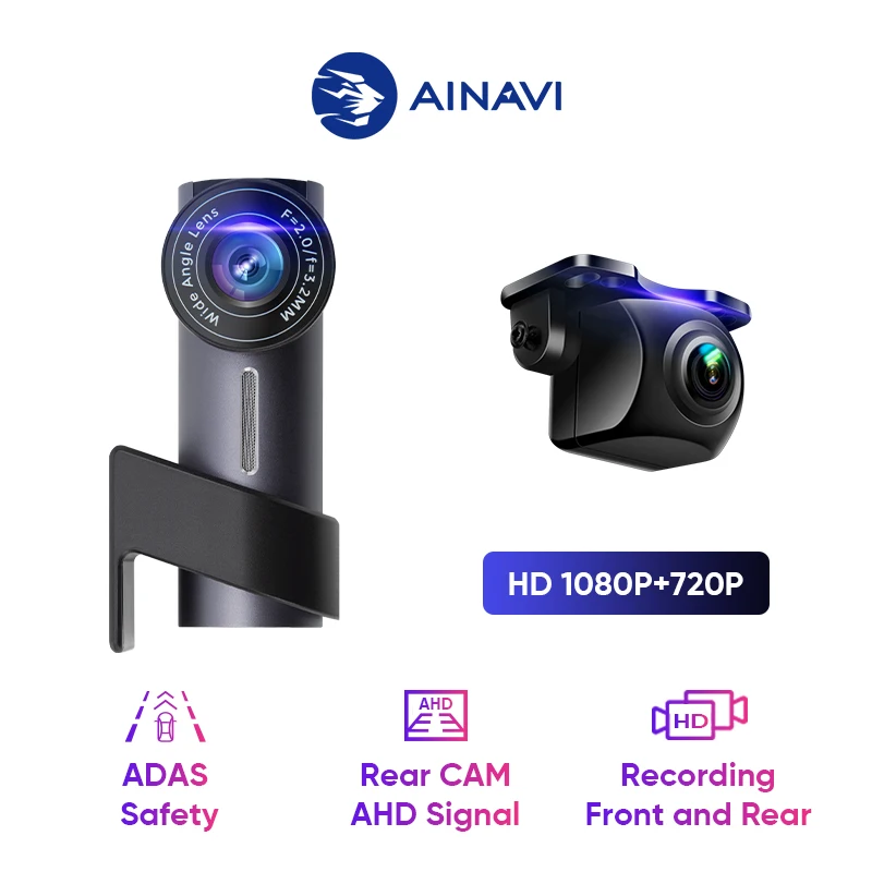 Ainavi-Cámara de salpicadero para coche, grabadora de conducción con USB, HD 1080P, ADAS, DVR, reproductor Multimedia Android, visión nocturna,