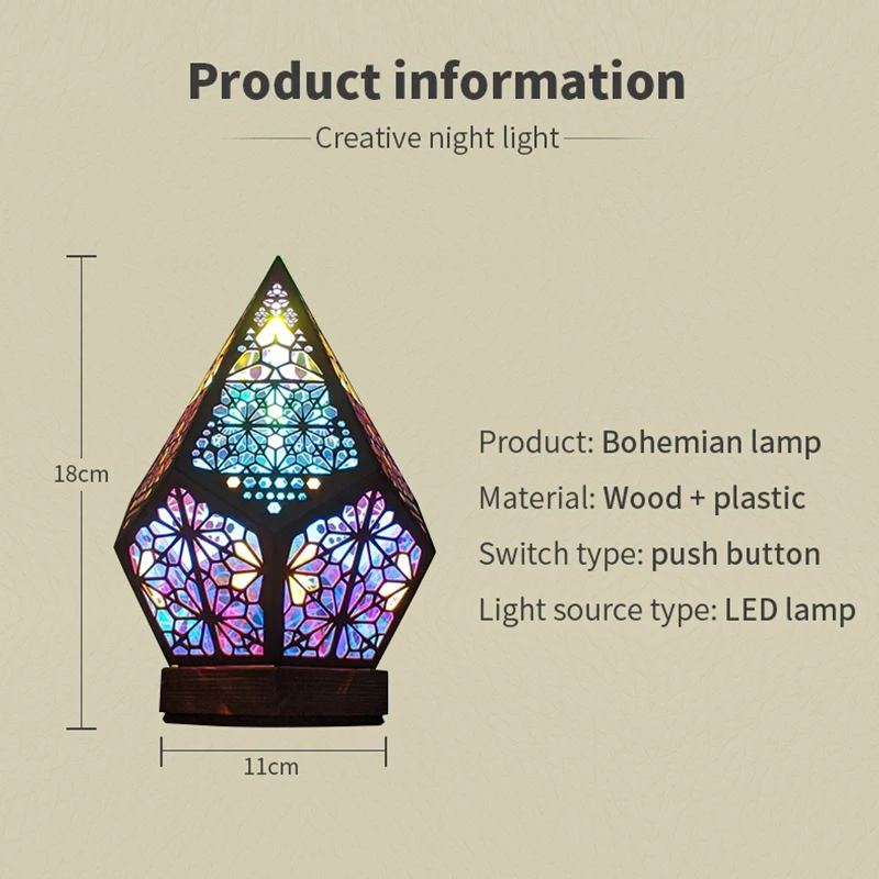 F5 Xmas Gift Hollow Novelty Light LED Projection Night Lamp Bohemian Colorful Projector Desk Lamp Home Decor Atmosphere Lighting