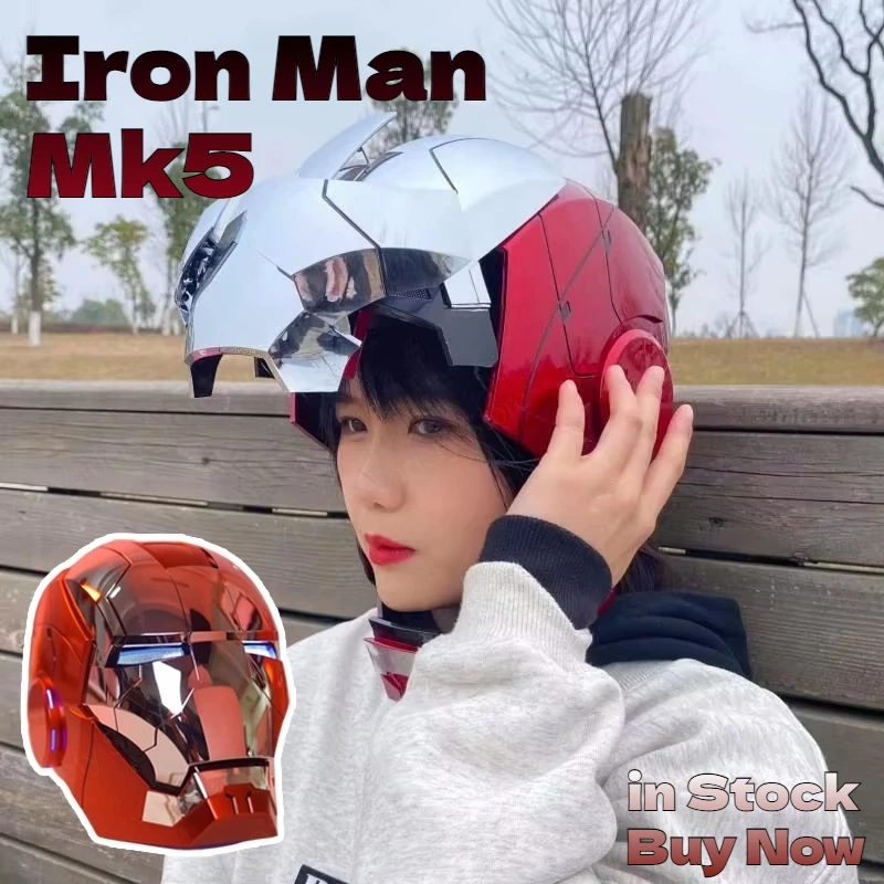 Casco de Cosplay de Iron Man Mk5 de Marvel AutoKing, Modelo a Escala 1:1, Juguete Ponible con Control por Voz y Luz, para Adultos, Regalo de Cumpleaños