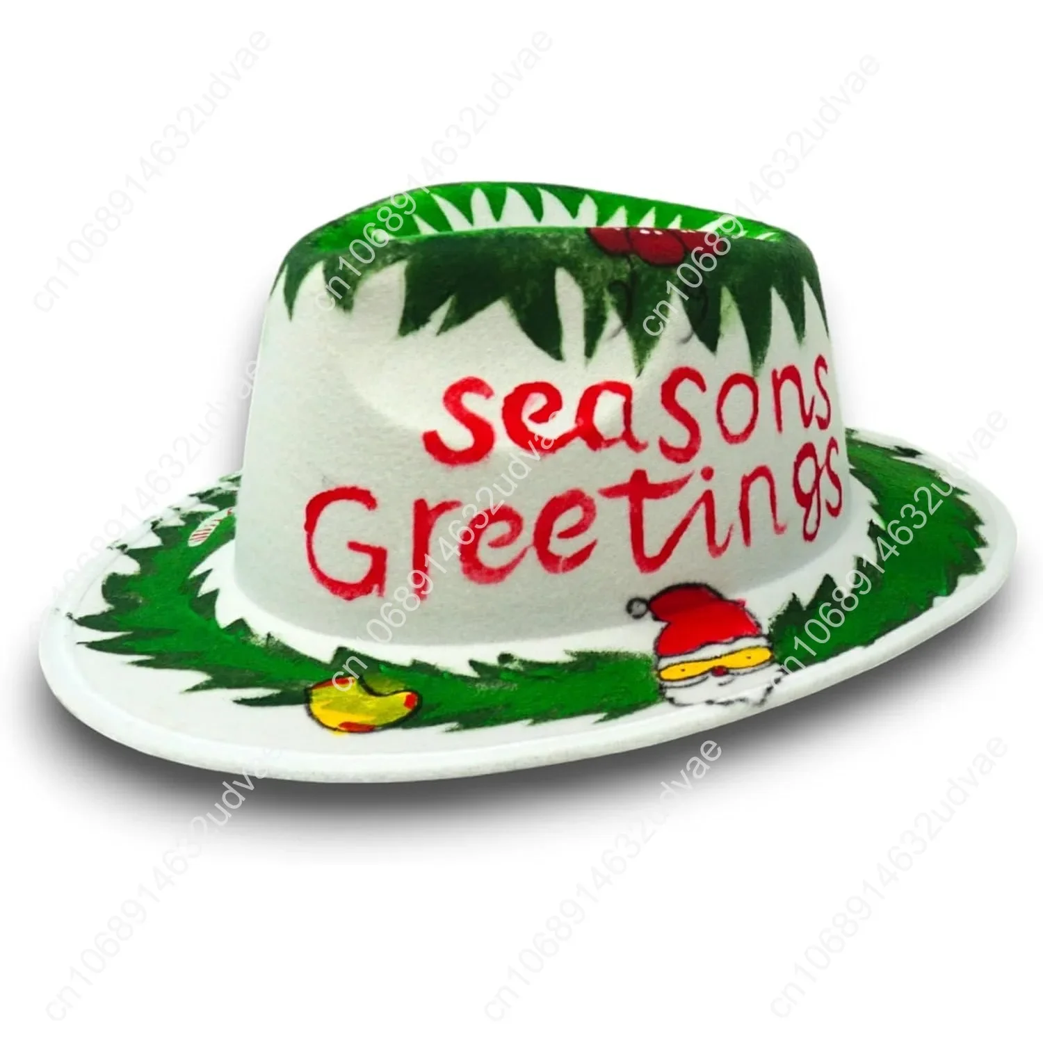 

4E's Novelty Christmas Fedora Hat for Adults Men & Women, Christmas Cowboy Hat for Holiday Party Dress Up Costume Accessories