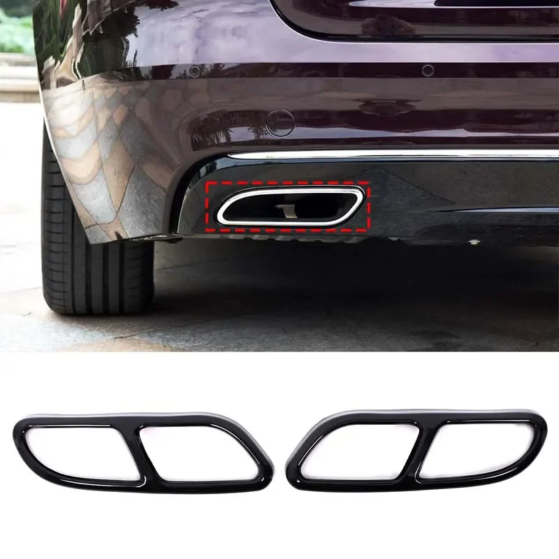 

2Pcs Stainless Steel Gloss Black For Jaguar XFL 2017-2020 Car tail throat exhaust muffler pipe decorative cover Car accessories