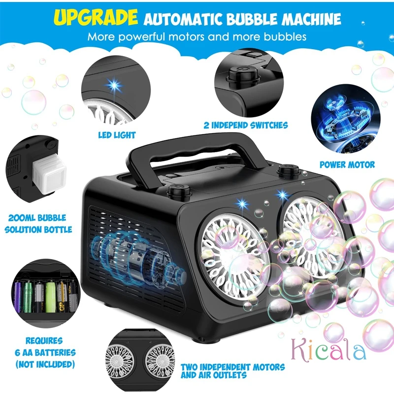 Automatische bellenmachine Professionele bellen voor kinderen Maker 2 modi 26 gaten Draagbare elektrische bellenblazer Speelgoed voor feesten