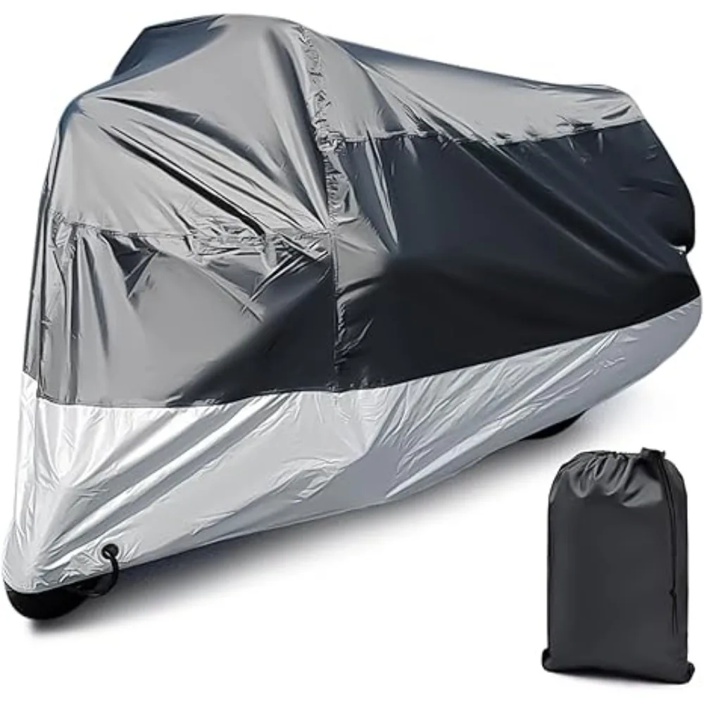 Motorcycle Universal Waterproof Outdoor Cover Dust Cover with Lock-Holes and Storage Bag for most motorcycle 96 x 49 x 41 Inch