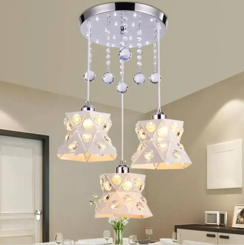 Modern simple Factory wholesale restaurant Pendant Lamp 3 heads coffee shop simple European bar crystal lamp balcony aisle lamp