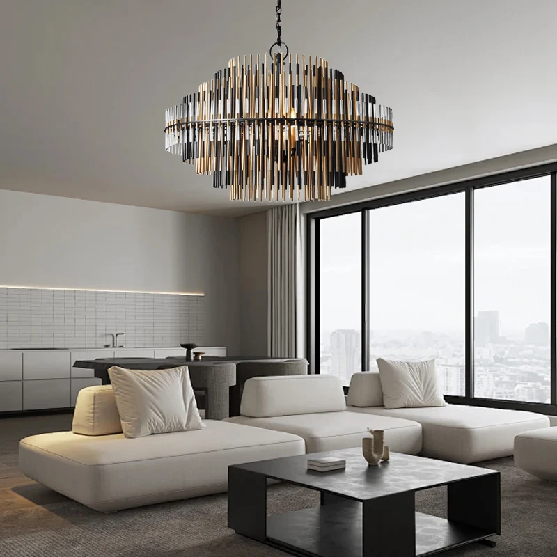 

Modern Clear Glass Lampshade Chandelier Gold Black Brass New 2025 Design Light Fixture for Dining Room Bedroom Easy Installation