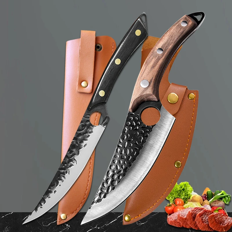 

Forged Kitchen Knives Butcher Meat Knife Boning Knife Chef Slicing Knife Outdoors Barbecue Fishing Cutter with Sheath