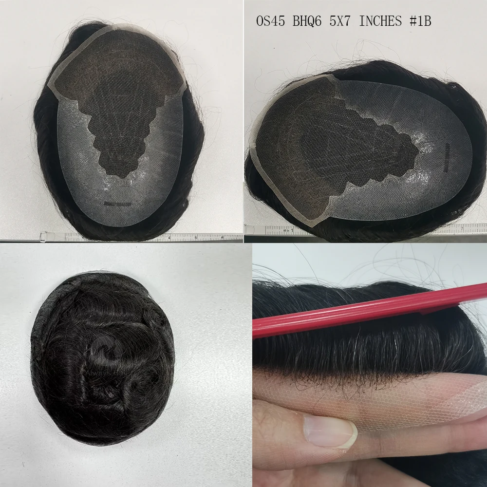 12.5 سنتيمتر x 17.7 سنتيمتر حجم صغير Q6 الشعر المستعار الرجال الشعرية الاصطناعية الشعر 5 بوصة Inian باروكة من شعر طبيعي رجل 5x7"