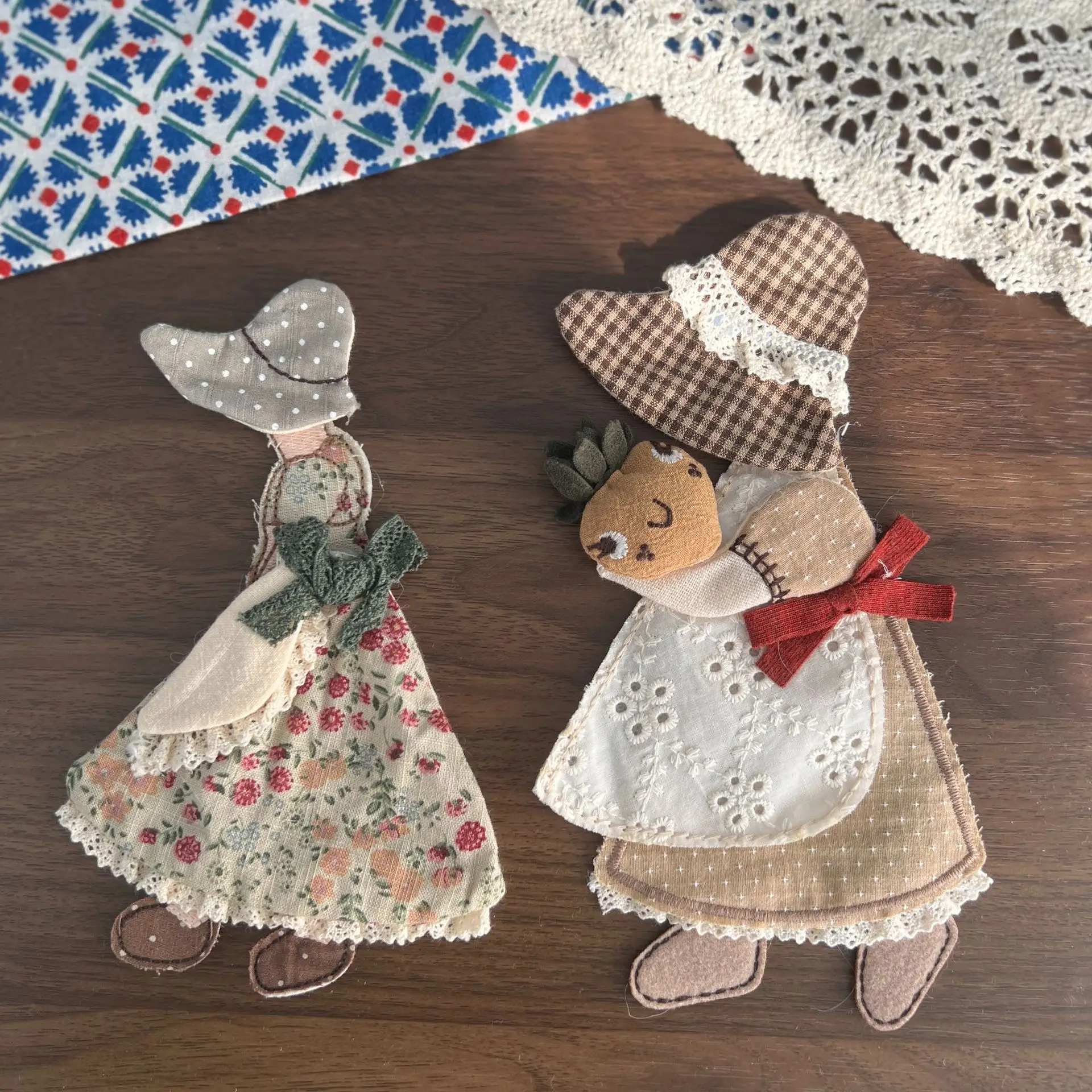 Brooch Pin DIY Accessory Cute Apron Girl Fabric Patch Cotton Filled Scarf Shoes Socks Craft Supply Handmade Ornament Lightweight