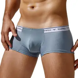 TAUWELL Mens Boxers Mesh Breathable Underwear Boxers Shorts U convex Design Ultra-low waist Sexy Panties Boxer for Man