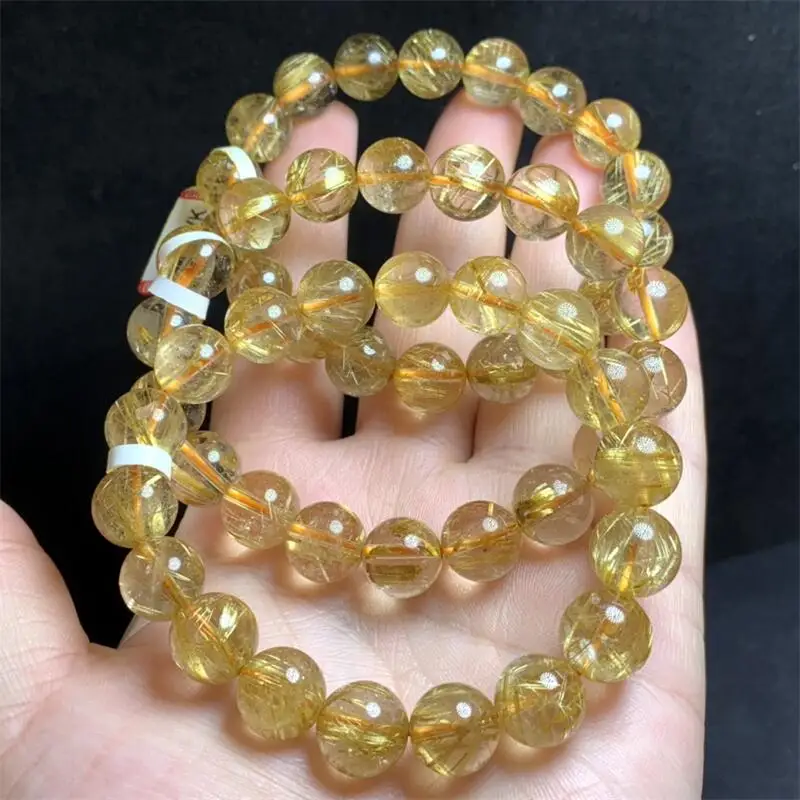 11MM Natural Golden Rutilated Quartz Bracelet Crystal Reiki Healing Stone Fashion Jewelry Gifting Gift For Women 1pcs