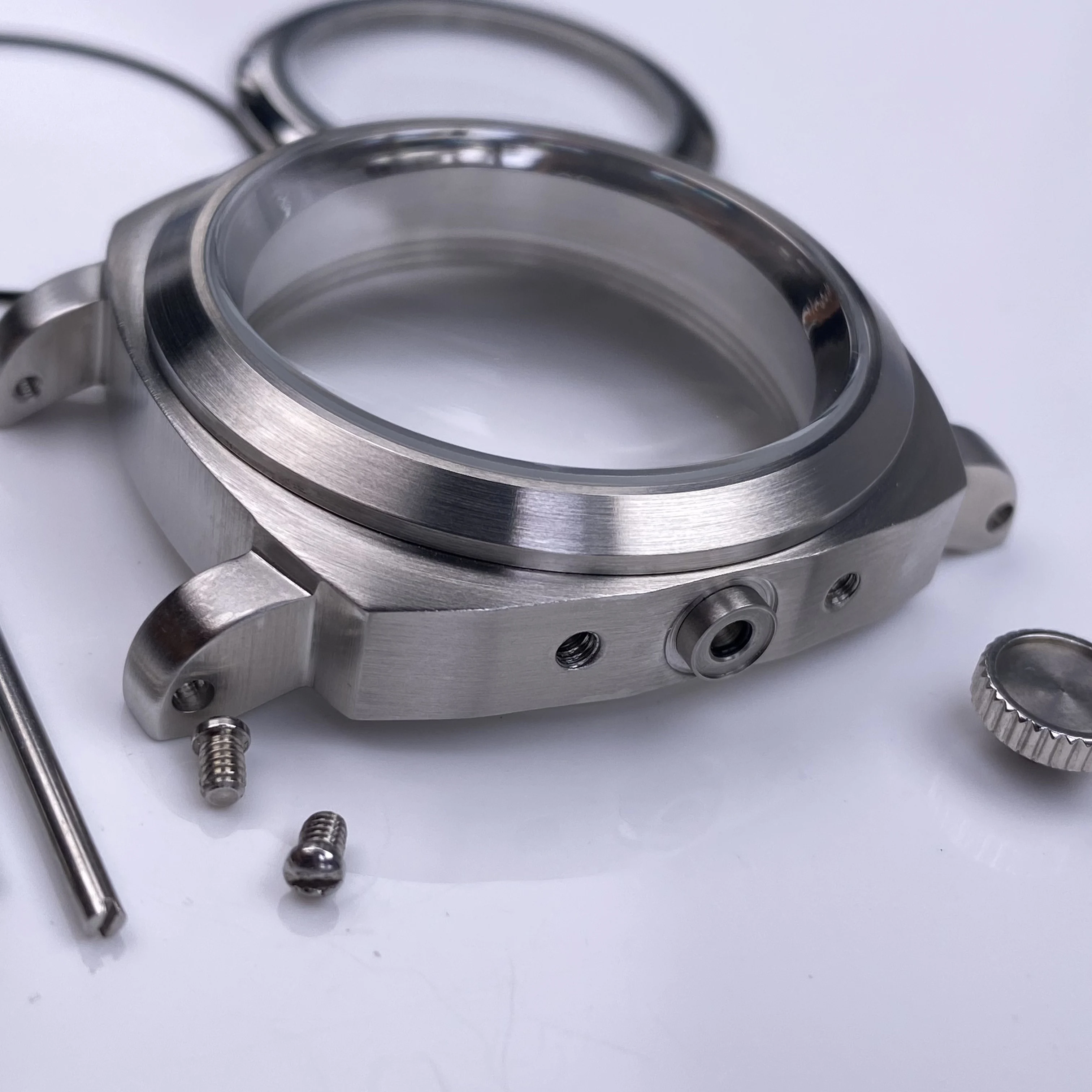 Cristal de safira beushed nh35 40mm caixa de relógio de aço inoxidável com alça para nh34 nh36 4r35 movimento acessórios de relógio