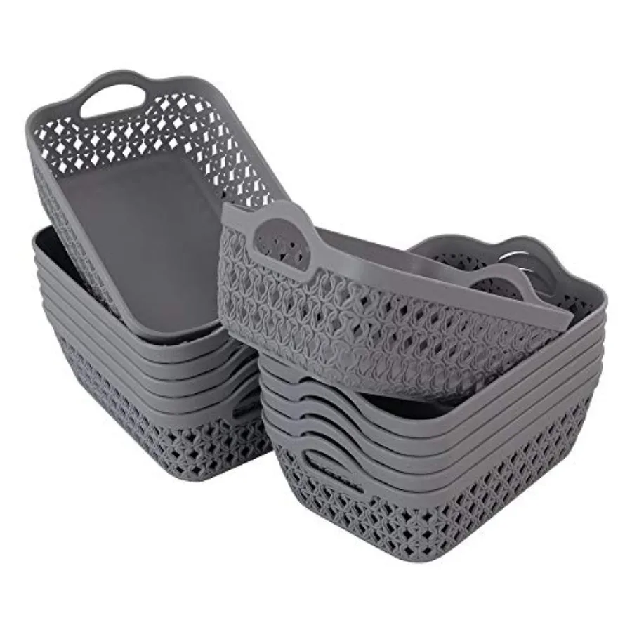 

12 упаковок небольших пластиковых лотков для настольных подносов для хранения, серые