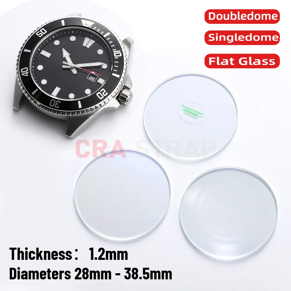 1.2mm Double-Domed Blue Coating Watch Crystal Diameters 28mm - 38.5mm Replace Glass Transparent 29mm 30mm 31mm 32mm 34mm 36mm