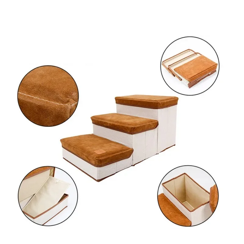 Dog Stairs Crawling Ladder Step Sofa Side Storage Ladder Non-Slip Climbing Puppy Cat Supplies Removable Pet Furniture Products