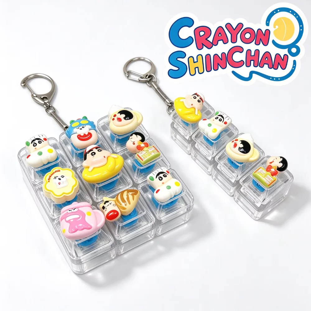 Kawaii Crayon Shin-chan 26-Key Fidget Keychain Caps Clicker 4-Key Light Up Pendant Hachiware Stress Anxiety Relief Toy Gift