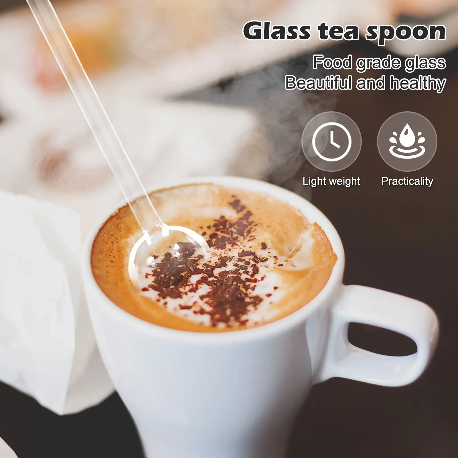 

6PCS Long Tea Coffee Stirring Long Handle Glass Spoon Eco Friendly Coffee Stirring Spoon Portable