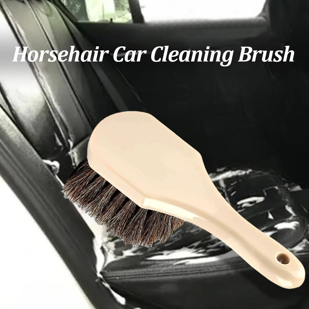 Car Cleaning Brush Leather Wheel Horsehair Cleaning Brush Car Detailing Brushes Auto Interior Clean Brush Fabric Washing Tools