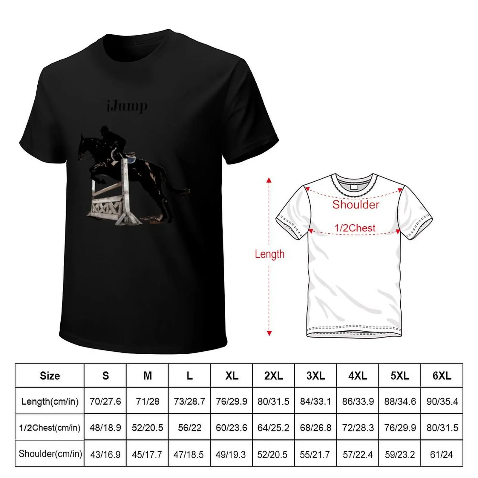 Cute iJump Equestrian Horse T-Shirt heavyweights Aesthetic clothing plus size men clothing