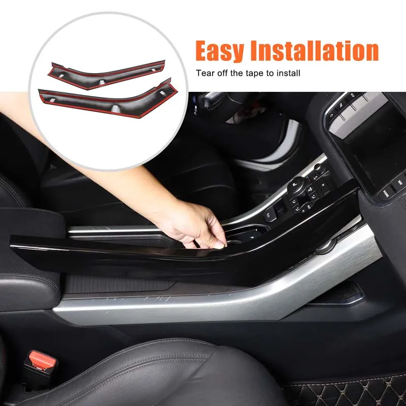 

Набор из 2 предметов, черный АБС-пластик для Land Rover Evoque 2012-2018, центральное управление автомобиля, декоративная полоса, наклейка, аксессуары для защиты автомобиля