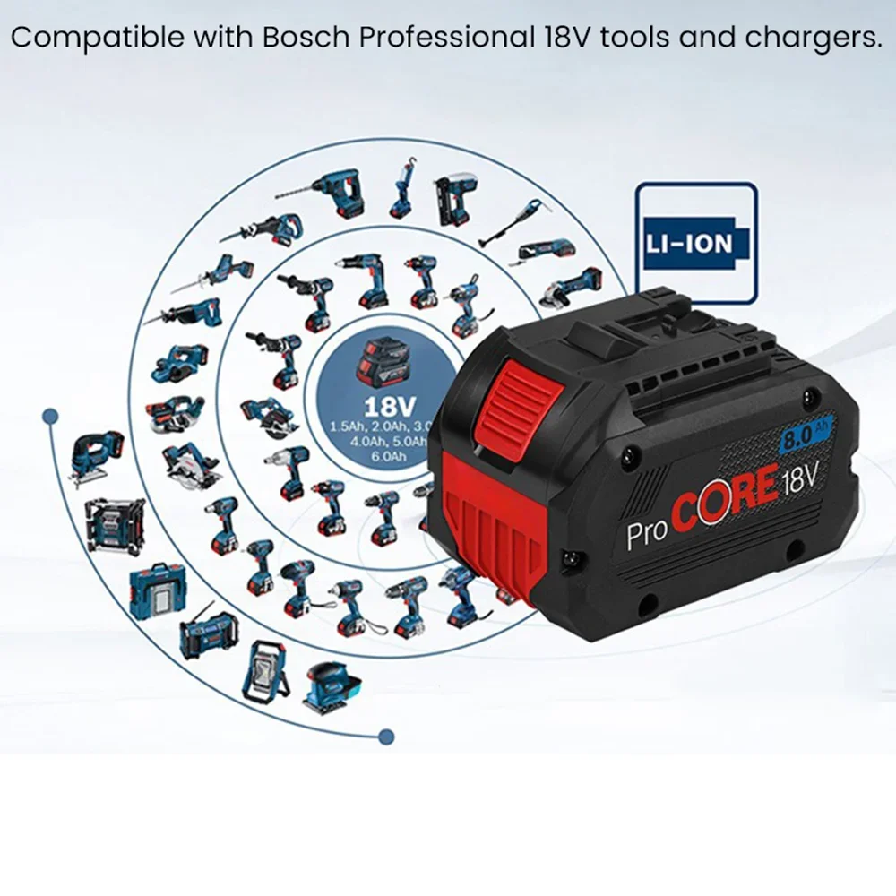 LEFEIYI 18V 8.0Ah ProCORE wymienna bateria do Bosch 18V profesjonalny system narzędzi bezprzewodowych BAT609 BAT618 GBA18V80 21700 komórka