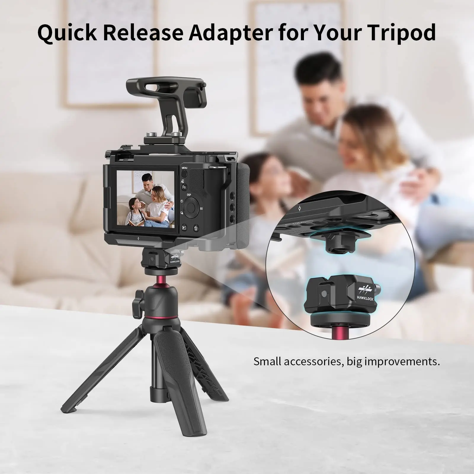 SmallRig Drop-in HawkLock mini Universal QR Baseplate Top/ Base Plate Compatibility for Tripod Cage Head and Other Accessories