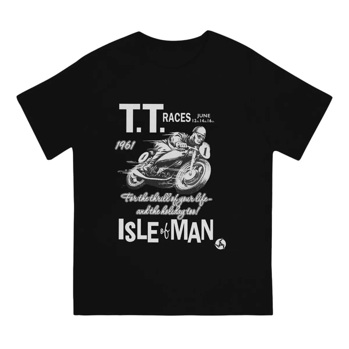 Mann Motorcycle Race Newest TShirt for Men Isle Of Man TT 1961 Round Neck Pure Cotton T Shirt Distinctive Gift Clothes Tops