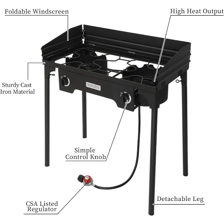 2-الشعلة في الهواء الطلق المحمولة البروبان الموقد 150000 وحدة حرارية بريطانية طباخ غاز مع الزجاج الأمامي حمل حقيبة الثقيلة الحديد الزهر الباحة Bu