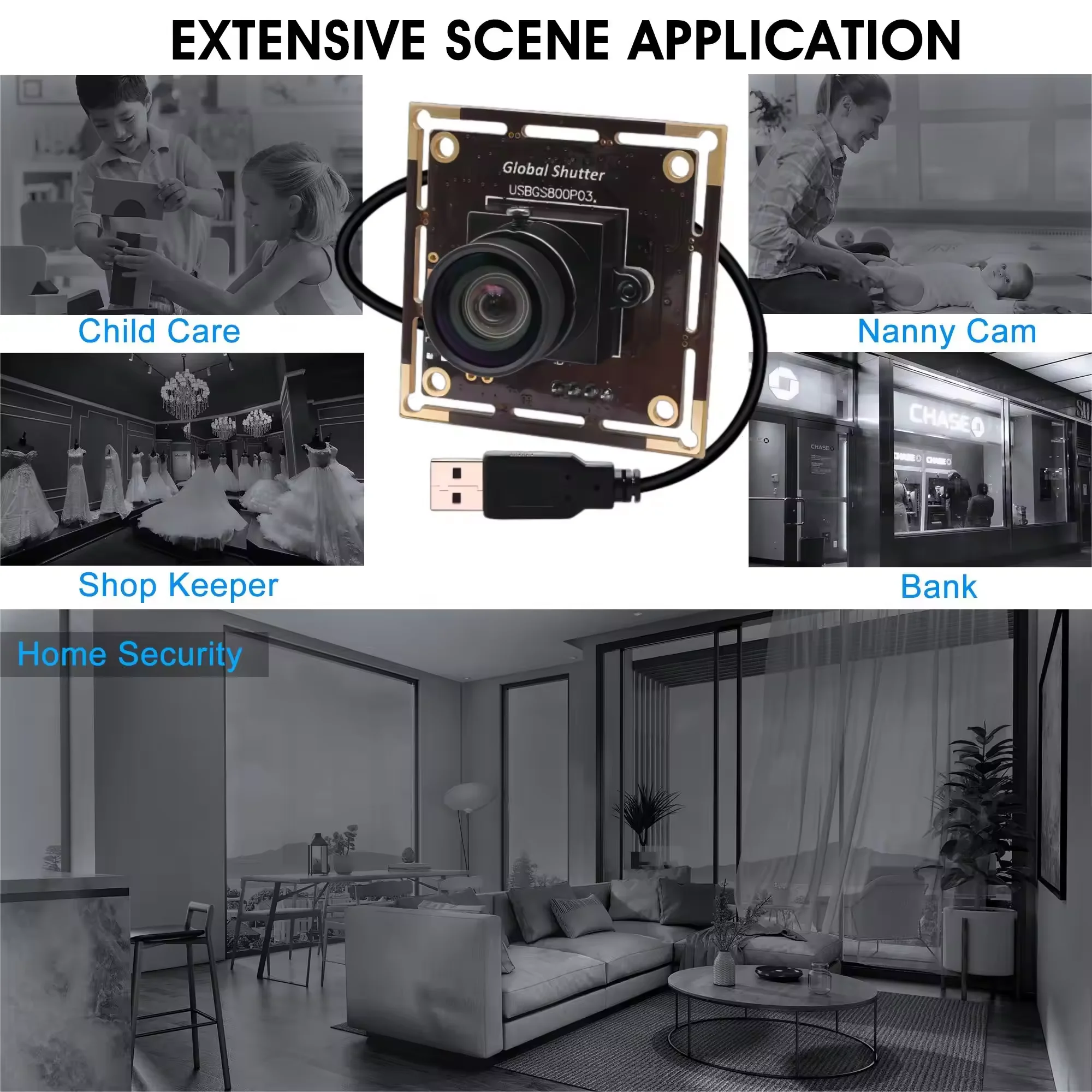 ELP Global Shutter 1280x800 120fps Modulo fotocamera USB ad alta velocità OV9281 Webcam USB monocromatica per acquisizione ad alta velocità