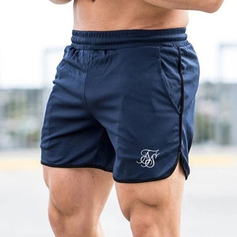Sik Silk Fitness Bodybuilding Shorts Man Summer Gyms Workout Male Breathable Mesh Quick Dry Sportswear Jogger Sports Short Pant
