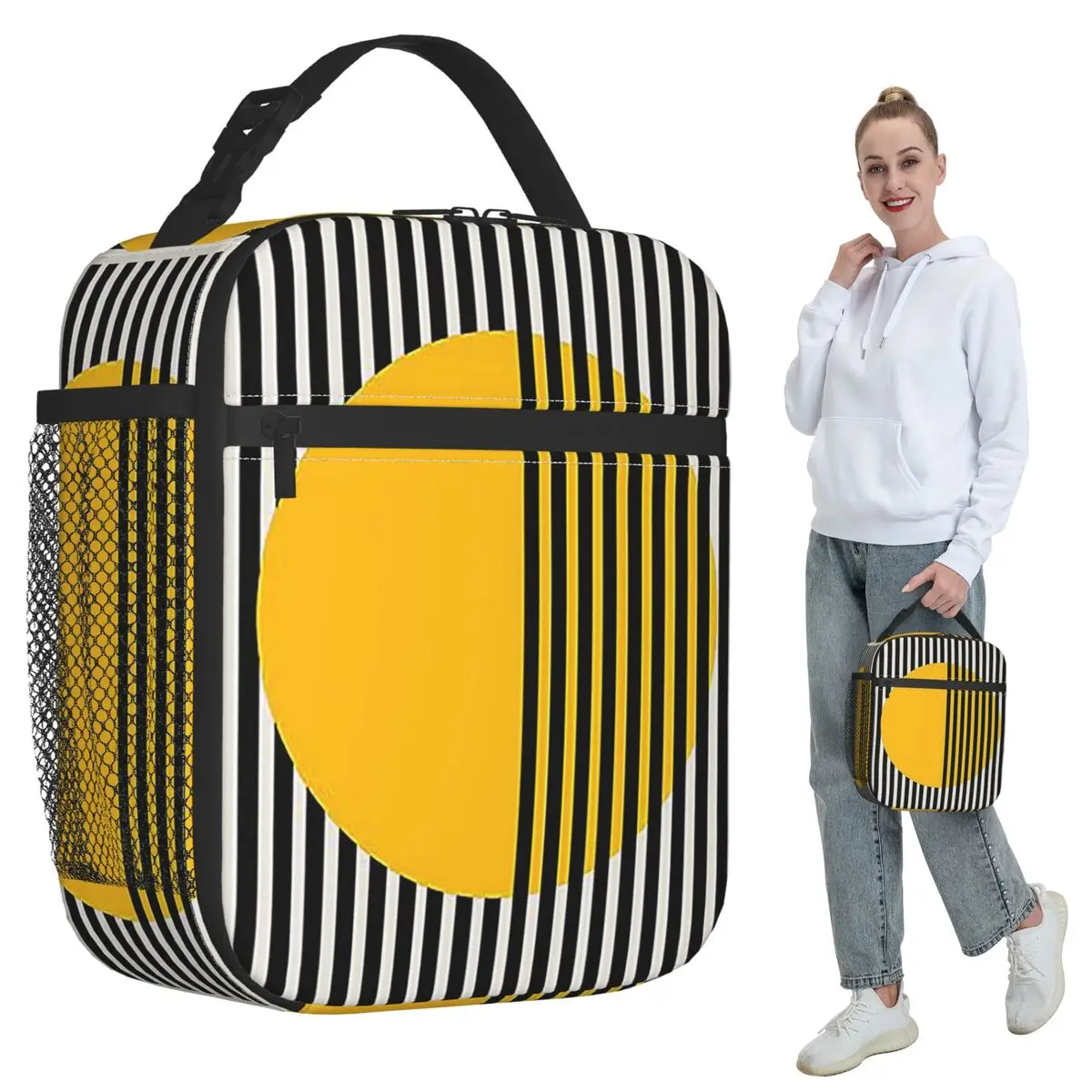 Bauhaus Exhibition Print, Wall Art Yellow Circle Wall Dec Insulated Lunch Bag Food Box Tote Portable Lunch Boxes Container