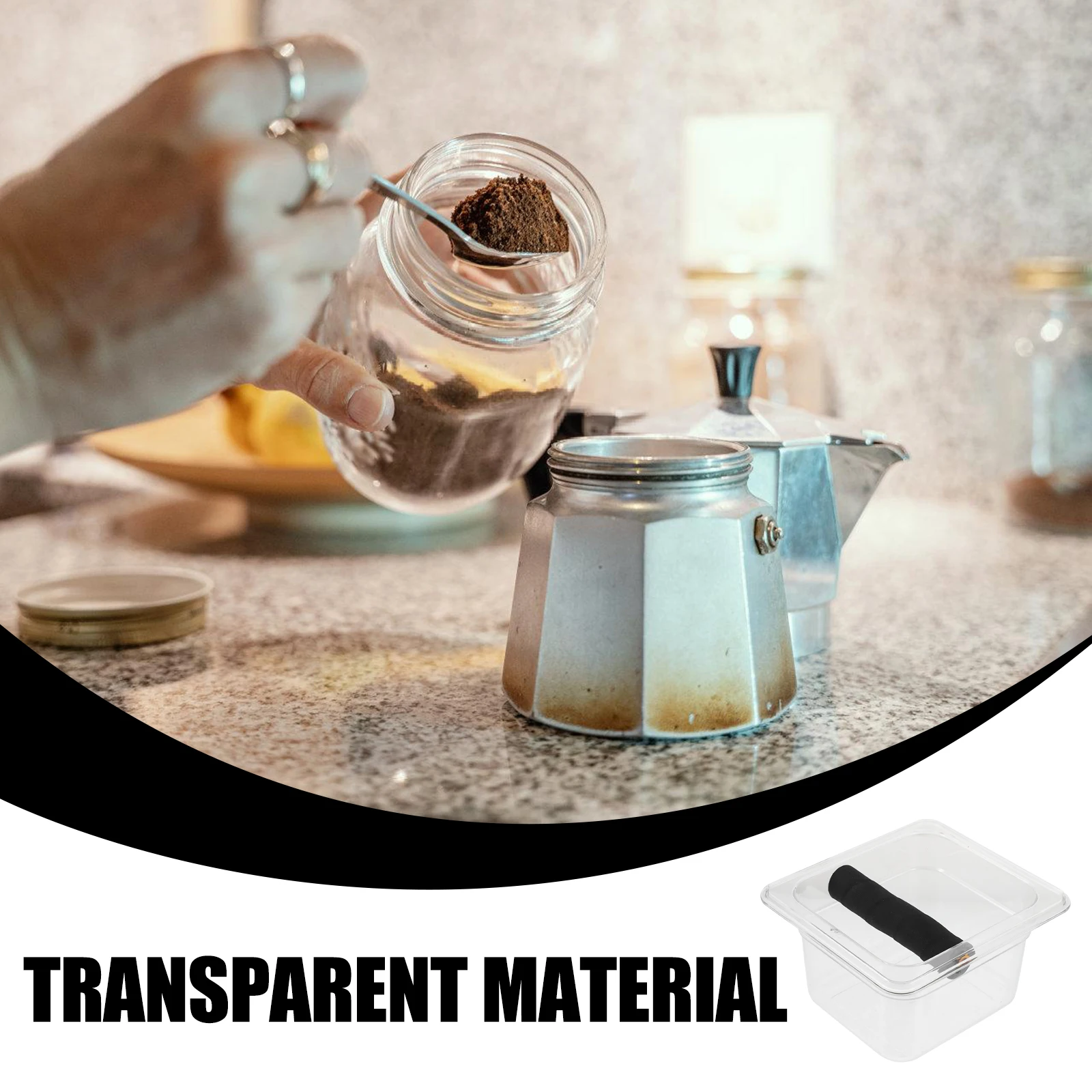 

Transparent Acrylic Used Grounds Container Compost Bin Waste Espresso Accessories Small Compact Portable