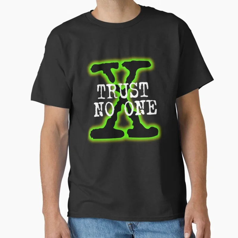 

1104 Vintage Sci fi tv series The X Files Trust No One Gift t shirt Retro Alien movie Graphic clothes All size tops S-6XL