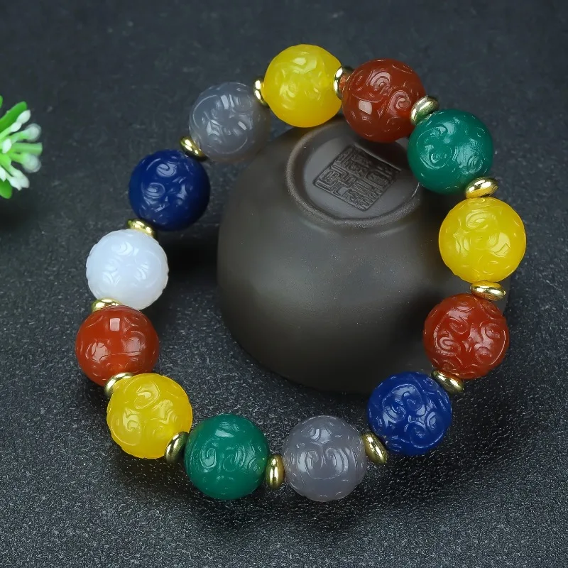 

Agate Bead Bracelet, Classic Retro Fashion Bracelet Jewelry