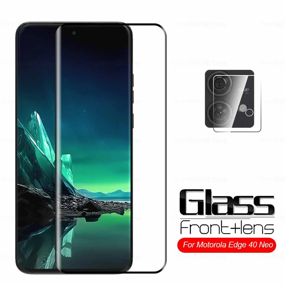 2in1 Moto Edge40Neo Camera Lens Full Curved Tempered Glass For Motorola Edge 40 Neo Pro Edge40 40Neo 40Pro Screen Protector Film