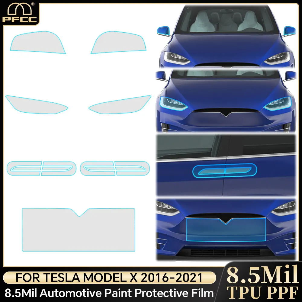 

Для Tesla Model X 2016-2021 предварительно вырезанная защитная пленка для краски, автомобильный прозрачный комплект, наклейка на зеркало заднего вида, PPF, ТПУ, прозрачный