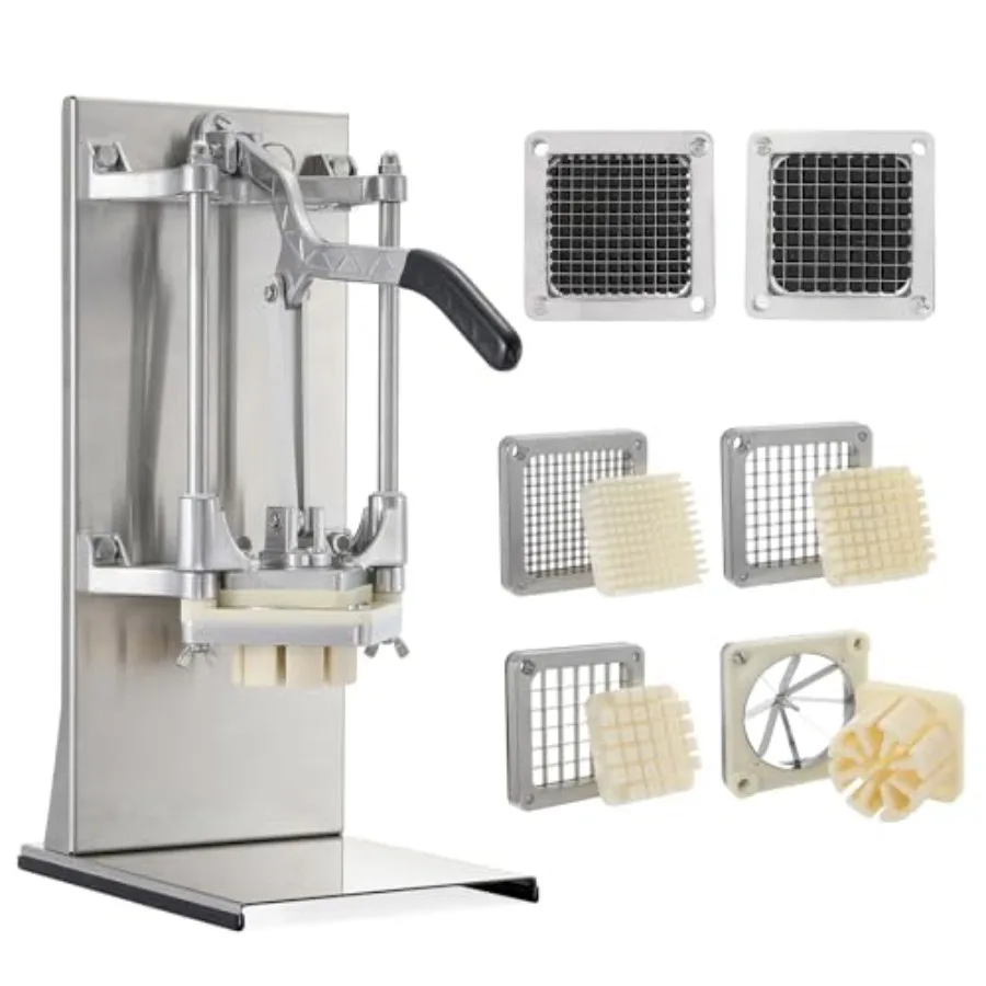 

Коммерческий измельчитель для картофеля фри 4 в 1, измельчитель овощей из нержавеющей стали с удлиненной ручкой, в комплект входит 4 лезвия для домашнего бара, ресторана