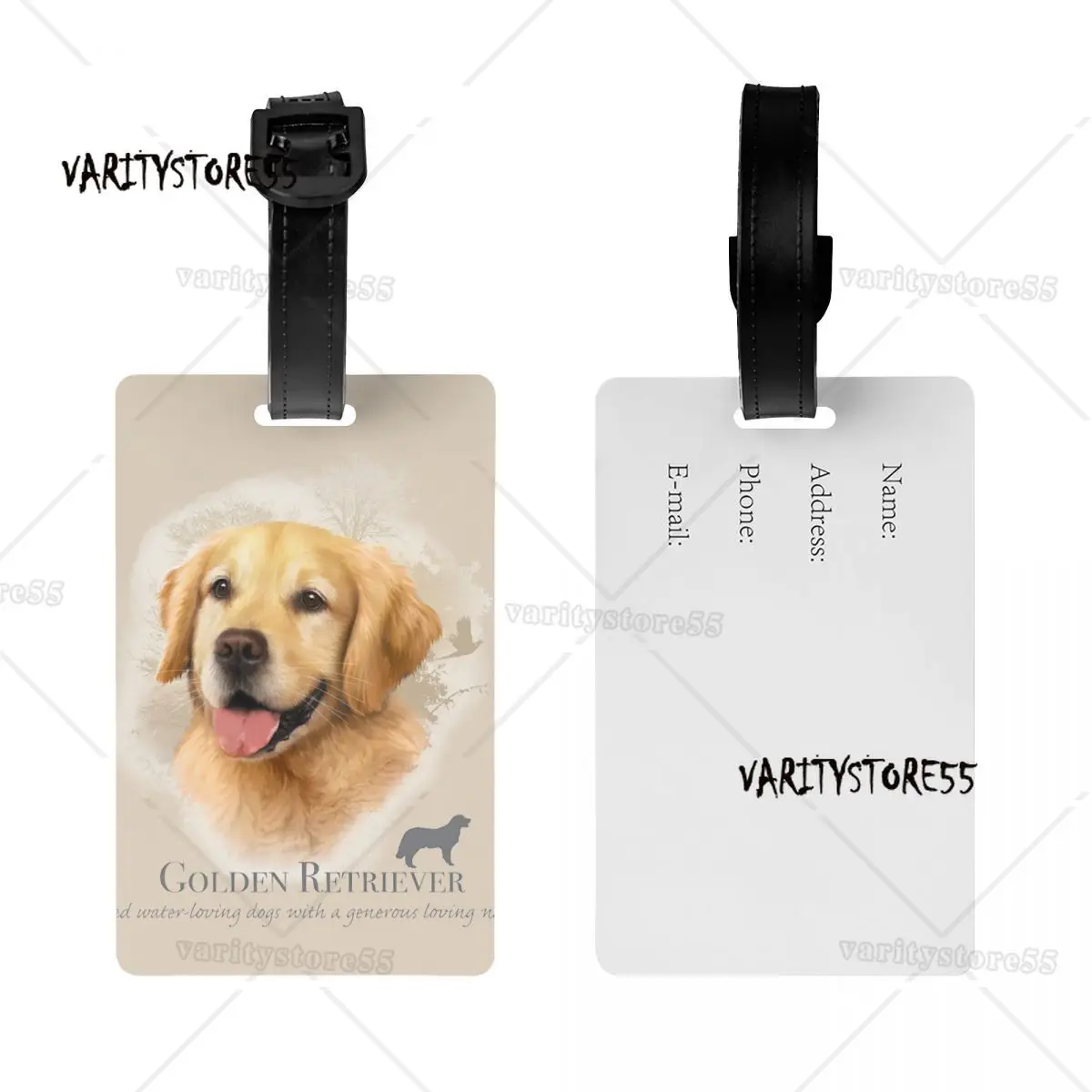 Custom Golden Retriever Luggage Tags for Suitcases Pet Animal Privacy Cover ID Label