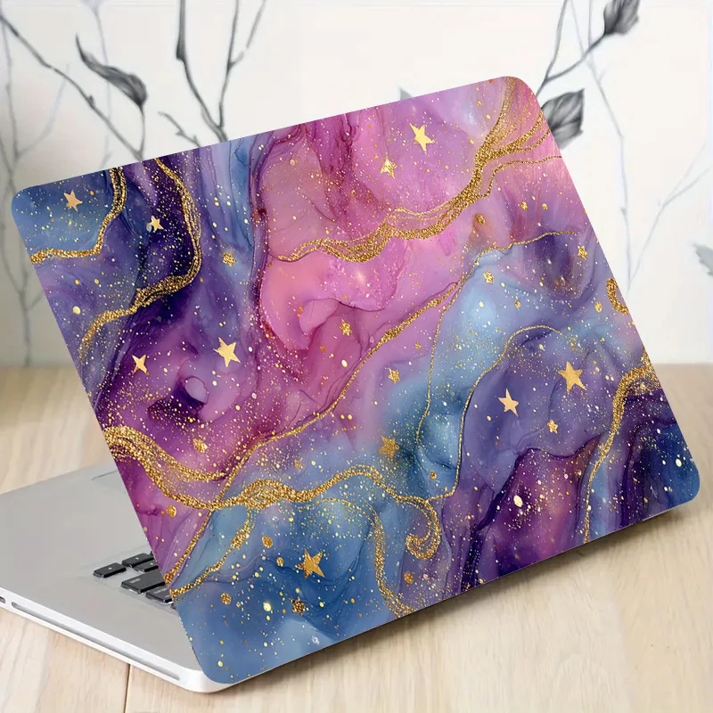 

2 светящиеся наклейки для ноутбука Galaxy - устойчивый к царапинам чехол из ПВХ/винила, бежевый чехол с эффектом светящегося в темноте эффекта, подходит для HP