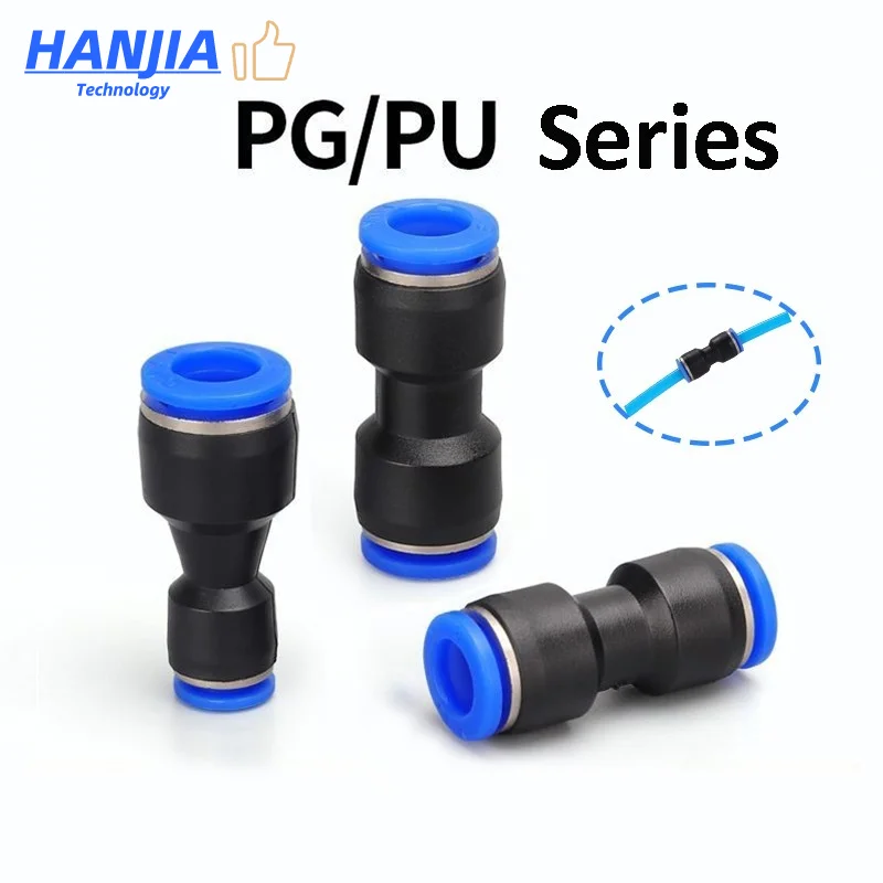 

5Pcs Pneumatic Fittings Plastic Connectors PU PG 4mm 6mm To 8mm 10mm Air Water Hose Tube Push In Straight Air Quick Connector