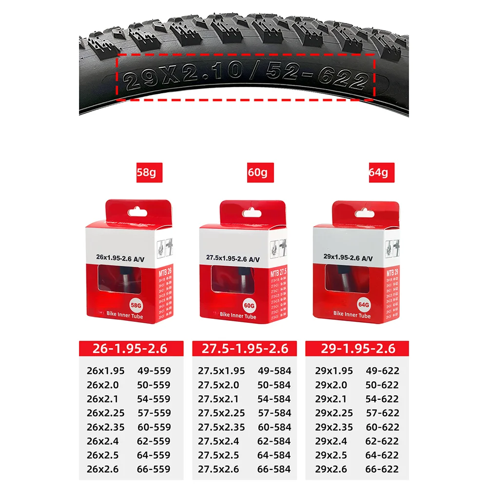 

Puncture-Resistant Ultralight -TPU Inner Tube -For 26/27.5/29 Inch Mountain Bikes AV Valve Compatible With 1.95/2.1 Bicycle Tire