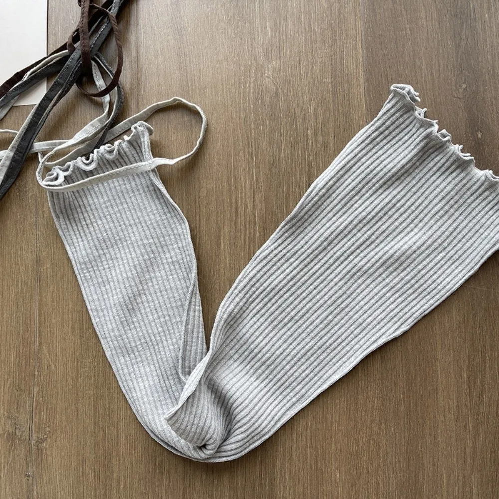 Y2K Strappy Balletcore تدفئة الساق الركبة عالية الموتير Selvedge الجوارب فضفاضة غطاء للقدم بلون الأحذية الدافئة غطاء النساء #3