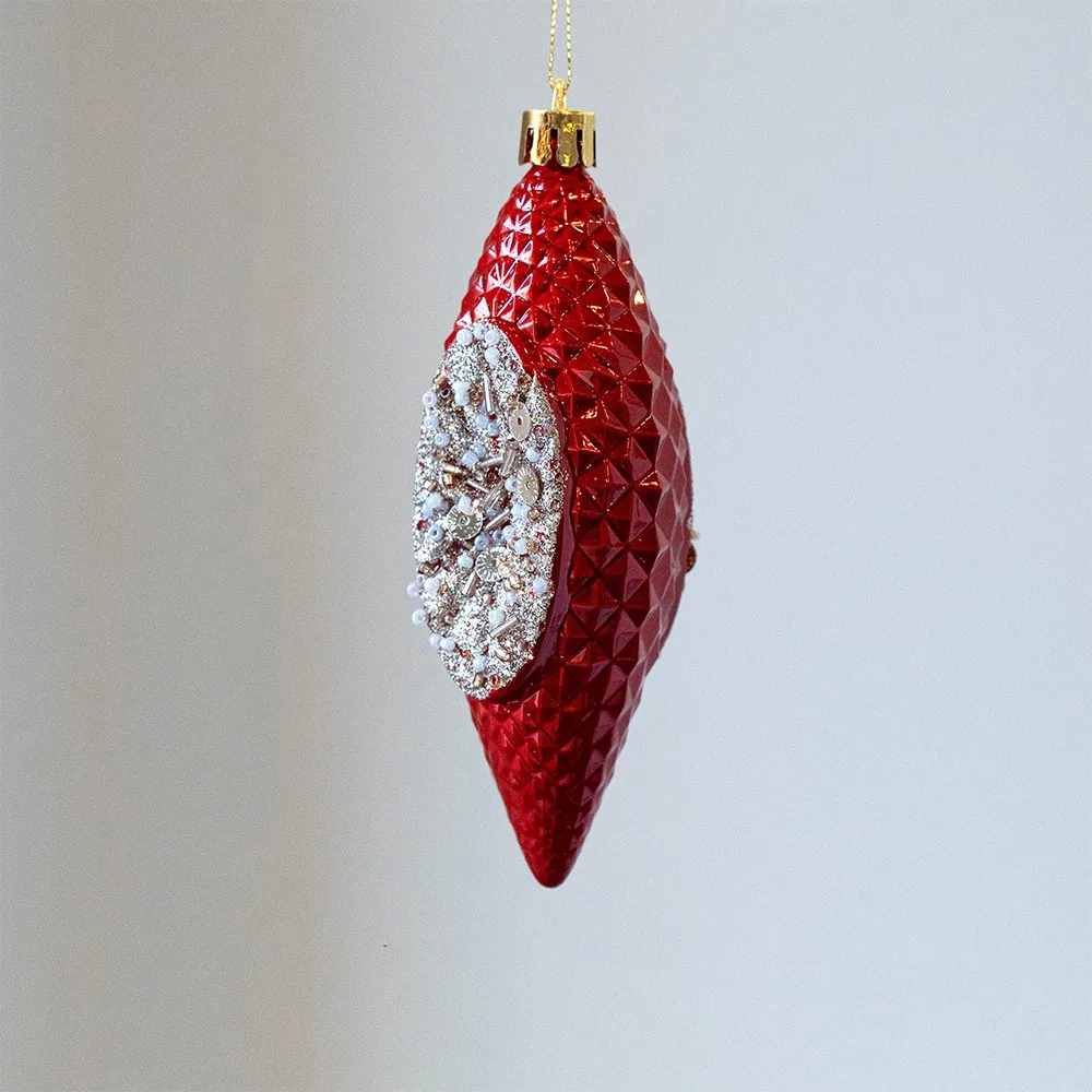 

Red Christmas Tree Pendants Shatterproof Plastic Glitter Little Bear Ornaments Acorn DIY Crafts Christmas Hanging Balls