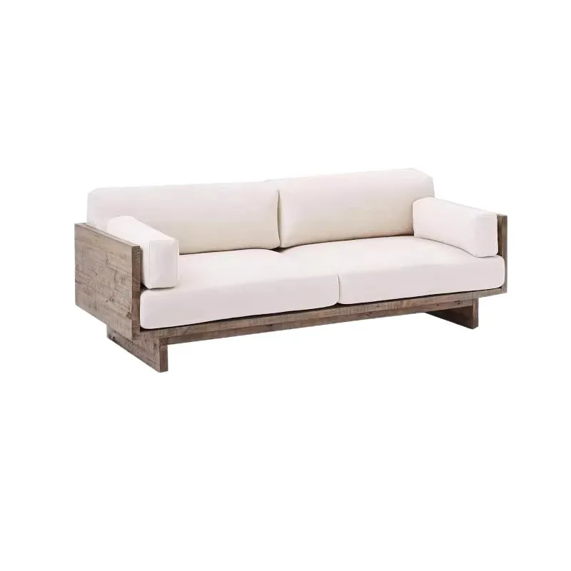

Nordic log sofa, simple small apartment solid wood removable and washable living room fabric sofa
