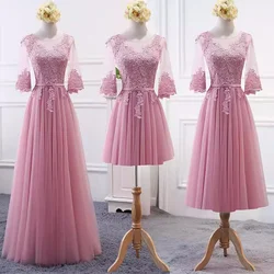 MNZ-120 # Lace Up Pale Mauve Net Fil sulfRobes De Demoiselle D'ints Nouveau Printemps En Gros De Mariage Robe De Bal Personnalisé grande taille