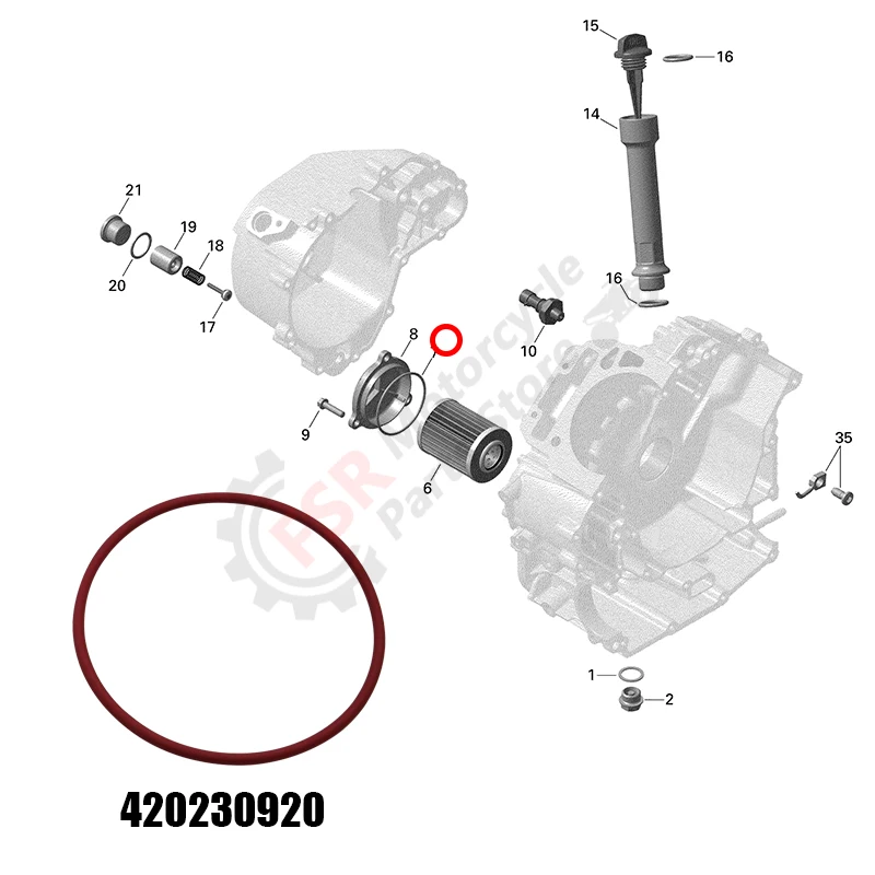 Уплотнительное кольцо FKM подходит для SEA-DOO GTI 130 155 GTS GTX 260 RXP RXT 260 Wake 155 4-TEC SPARK Детали для гидроциклов Крышка масляного фильтра 420230920