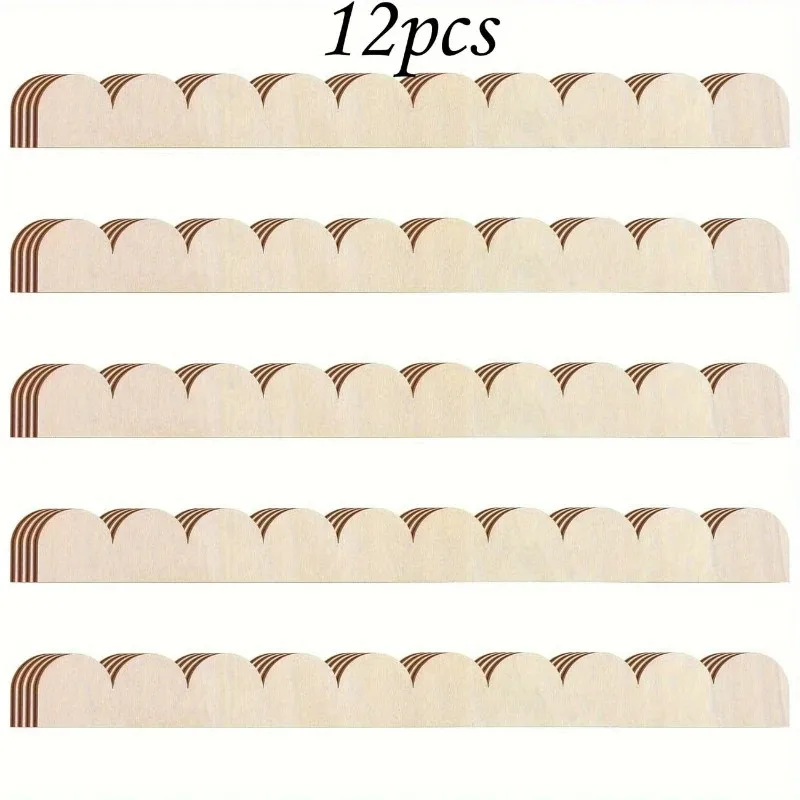 12pcs Unfinished Fan-shaped Wooden Frame Handmade Farmhouse DIY Crafts Frame Sector Design Vintage Door Frame Home Decoration