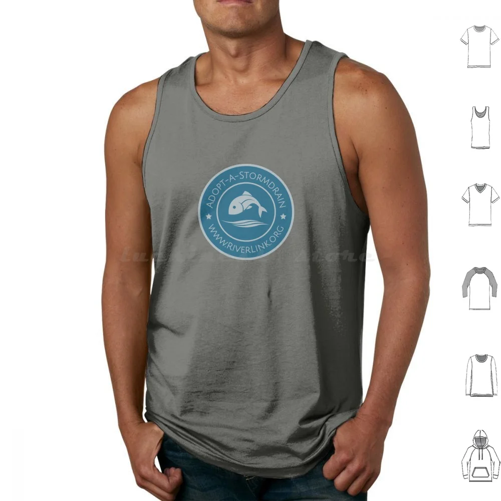 Adopt-A-Stormdrain Tank Tops Vest Sleeveless Water Fish Clean Water Stormwater Storms