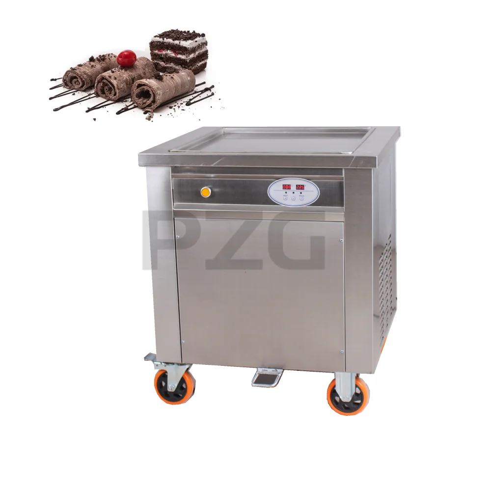 Hot Sale 60cm Fried Instant Rolls Fried Yogurt Ice Cream Roll Machine With Single Square Pan